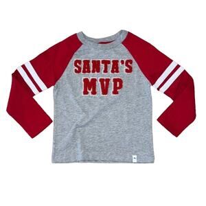 NWT Tommy Bahama Boys' Grey & Red W/Santa's MVP Applique Raglan Tee - SIZE XS 4